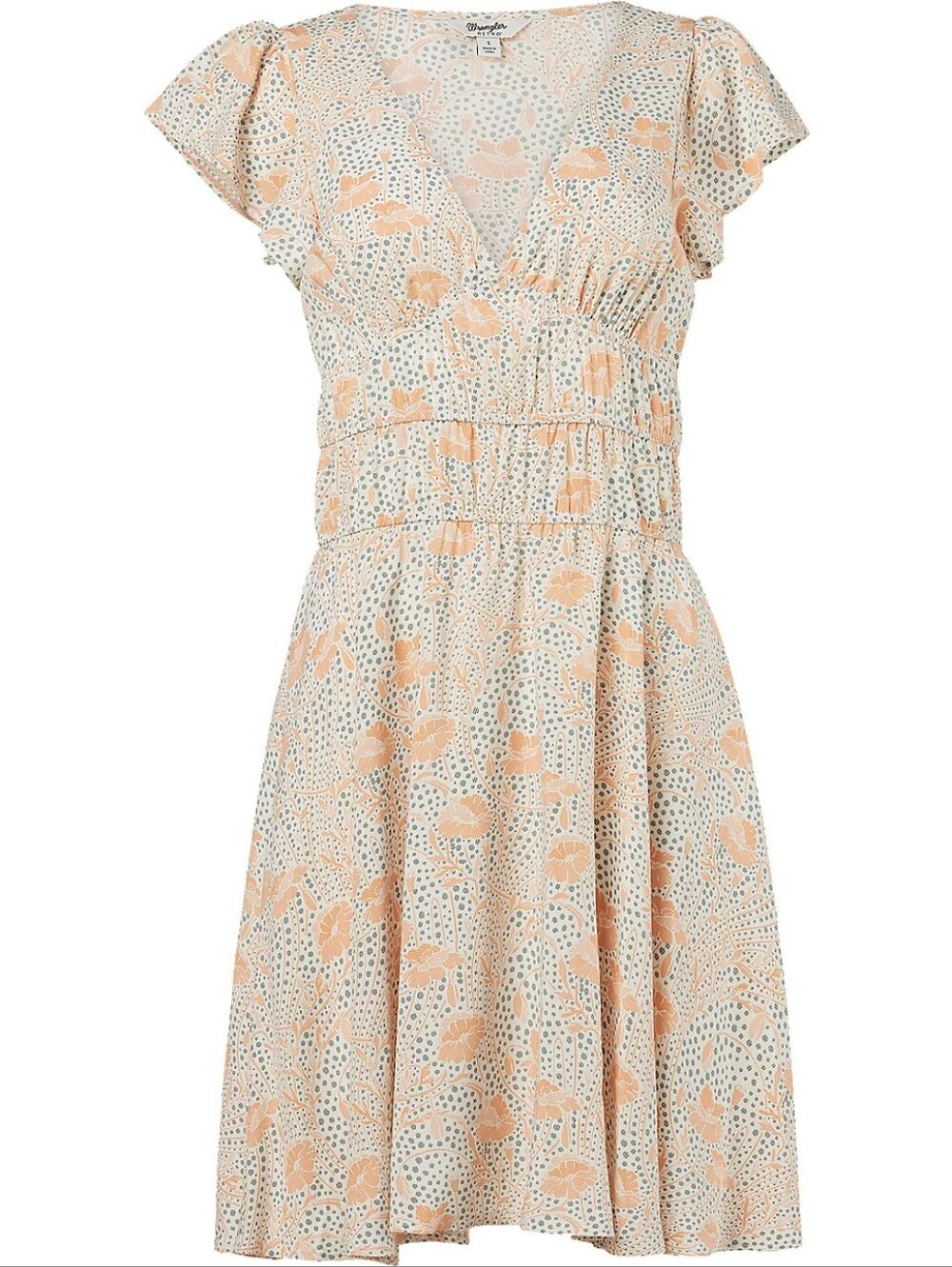 Wrangler Women's Yellow Floral Tiered Dress, Size M